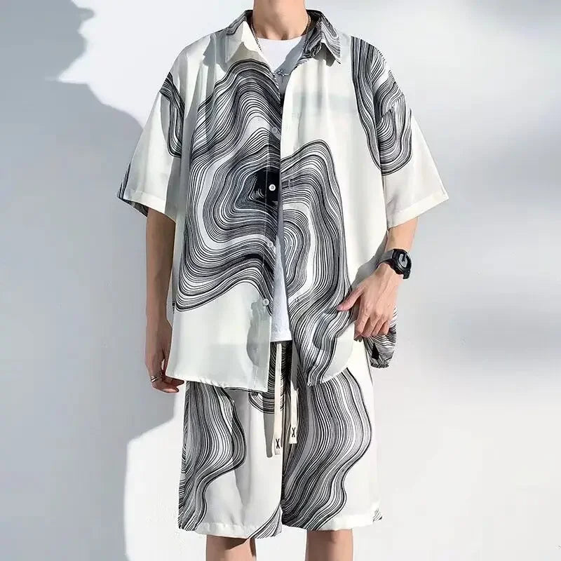 Shirts T-shirts Shorts Suits for Men Sports Beach Trends Costumes Two Piece Set Man Sets Korean Style 2025 Loose New in Matching