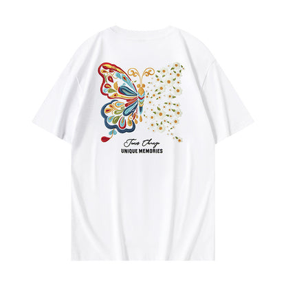 Short-sleeved T-shirt Butterfly Light-changing Embroidery Chinese Style