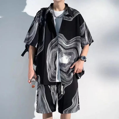 Shirts T-shirts Shorts Suits for Men Sports Beach Trends Costumes Two Piece Set Man Sets Korean Style 2025 Loose New in Matching