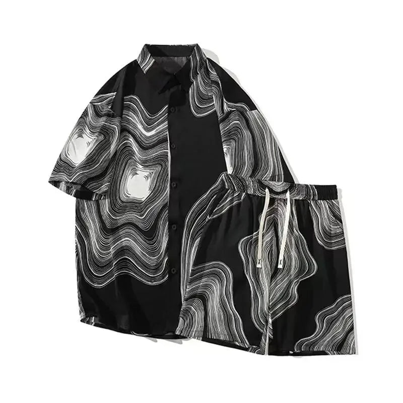 Shirts T-shirts Shorts Suits for Men Sports Beach Trends Costumes Two Piece Set Man Sets Korean Style 2025 Loose New in Matching