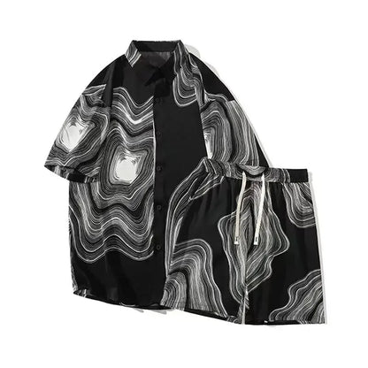 Shirts T-shirts Shorts Suits for Men Sports Beach Trends Costumes Two Piece Set Man Sets Korean Style 2025 Loose New in Matching
