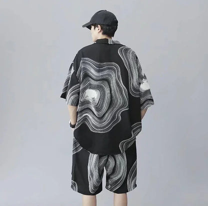 Shirts T-shirts Shorts Suits for Men Sports Beach Trends Costumes Two Piece Set Man Sets Korean Style 2025 Loose New in Matching