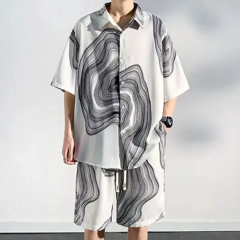 Shirts T-shirts Shorts Suits for Men Sports Beach Trends Costumes Two Piece Set Man Sets Korean Style 2025 Loose New in Matching