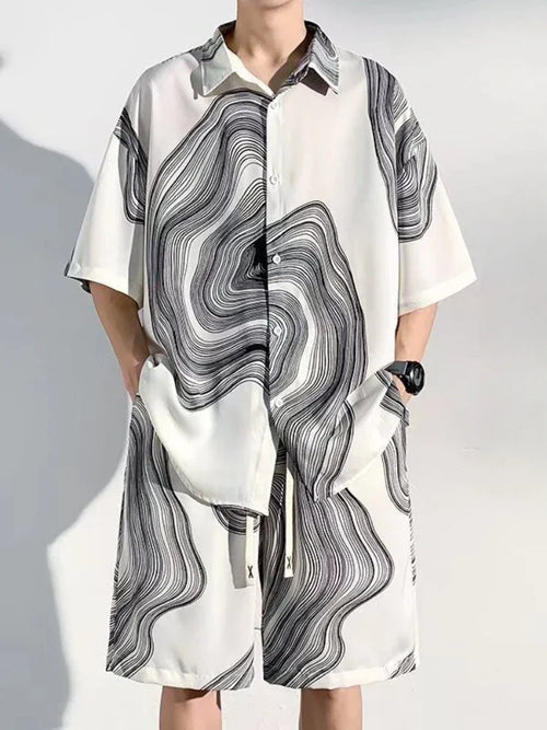 Shirts T-shirts Shorts Suits for Men Sports Beach Trends Costumes Two Piece Set Man Sets Korean Style 2025 Loose New in Matching