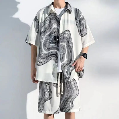 Shirts T-shirts Shorts Suits for Men Sports Beach Trends Costumes Two Piece Set Man Sets Korean Style 2025 Loose New in Matching