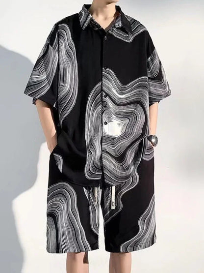Shirts T-shirts Shorts Suits for Men Sports Beach Trends Costumes Two Piece Set Man Sets Korean Style 2025 Loose New in Matching