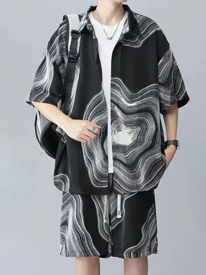 Shirts T-shirts Shorts Suits for Men Sports Beach Trends Costumes Two Piece Set Man Sets Korean Style 2025 Loose New in Matching