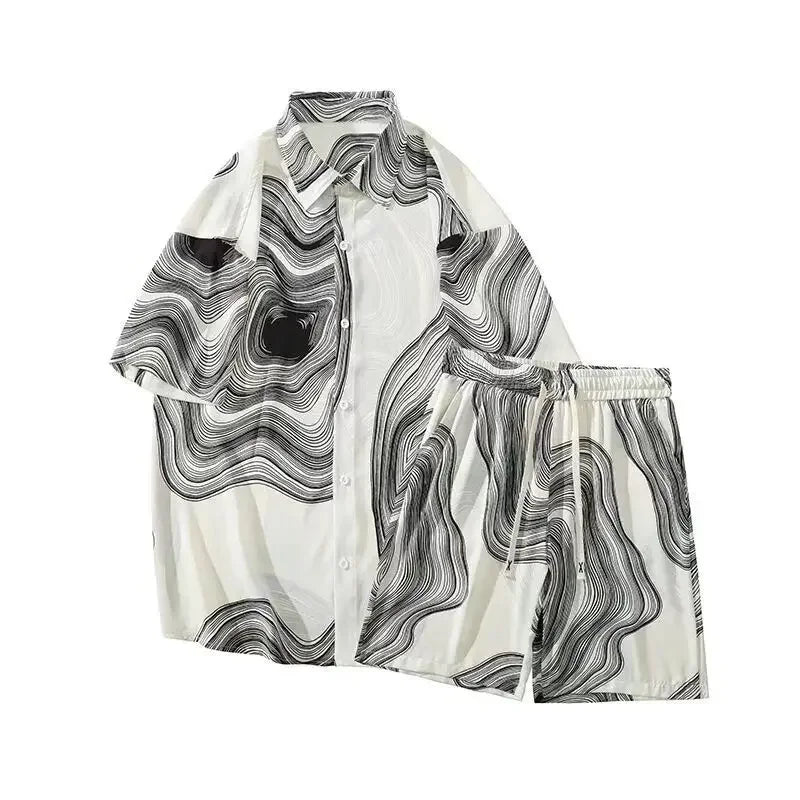 Shirts T-shirts Shorts Suits for Men Sports Beach Trends Costumes Two Piece Set Man Sets Korean Style 2025 Loose New in Matching