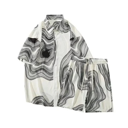 Shirts T-shirts Shorts Suits for Men Sports Beach Trends Costumes Two Piece Set Man Sets Korean Style 2025 Loose New in Matching