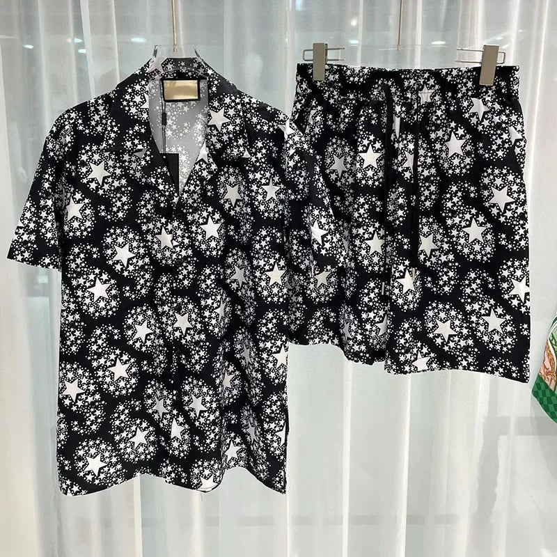 Vintage Men Shirts Sets Summer 3D Print Beach Short Sleeve Shirt Shorts Casual Trip Mens Hawaiian 2 Piece Suit Man Blouse
