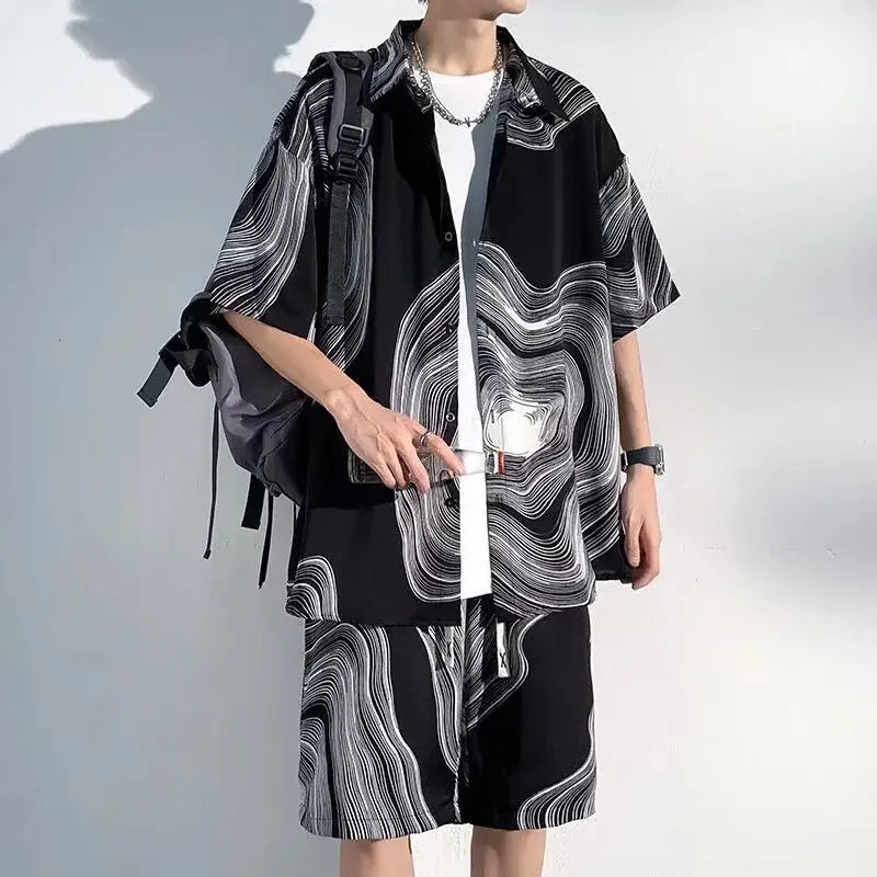 Shirts T-shirts Shorts Suits for Men Sports Beach Trends Costumes Two Piece Set Man Sets Korean Style 2025 Loose New in Matching