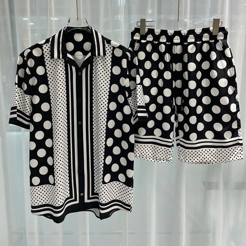 Vintage Men Shirts Sets Summer 3D Print Beach Short Sleeve Shirt Shorts Casual Trip Mens Hawaiian 2 Piece Suit Man Blouse